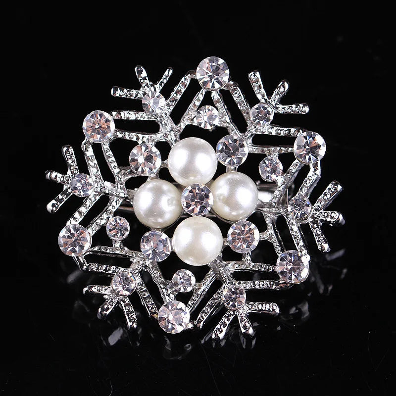 Imitation Pearl Rhinestone Flower Brooch Lapel Pin Jewelry