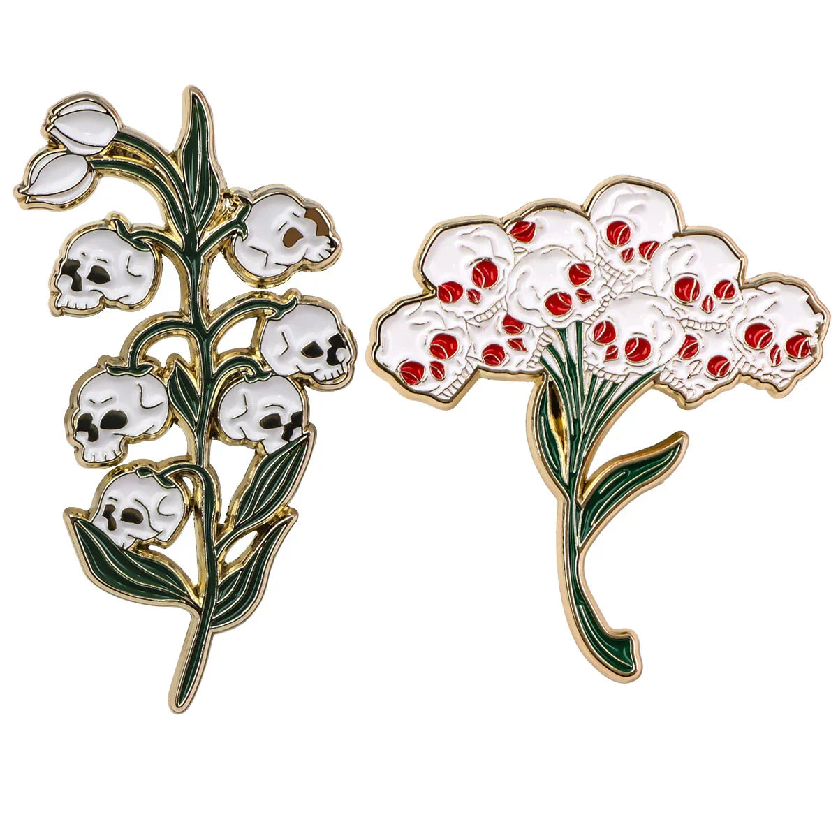 Punk Skull Flower Enamel Pins Brooch Lapel Badge Halloween Jewelry Gift