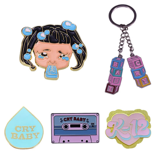 Enamel Pins Singer Brooch Keychain Cry Baby Music Fan Gifts