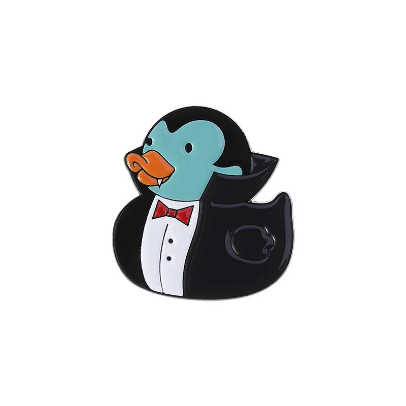 Cartoon Duck Halloween Enamel Pins Vampire Devil Skeleton Brooches Lapel Badge Gifts