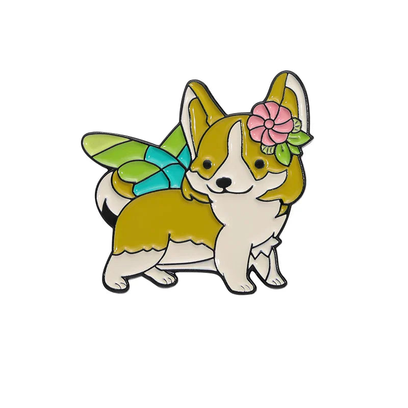 Corgi Butterfly Enamel Pin Cute Puppy Brooch Lapel Backpack Badge Gift