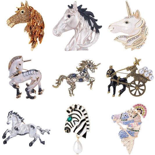 Rhinestone Unicorn Brooch Enamel Horse Pin Jewelry Accessories