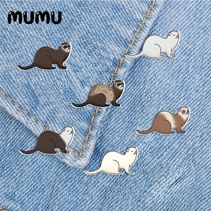 Cute Ferret Lapel Pin Acrylic Brooch Handmade Epoxy Jewelry Badge