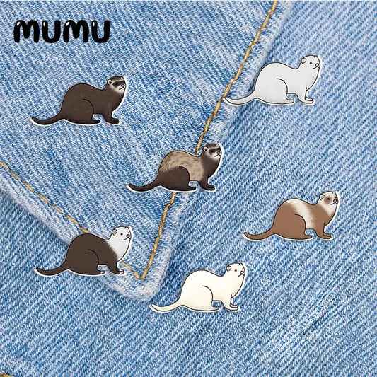 Cute Ferret Lapel Pin Acrylic Brooch Handmade Epoxy Jewelry Badge