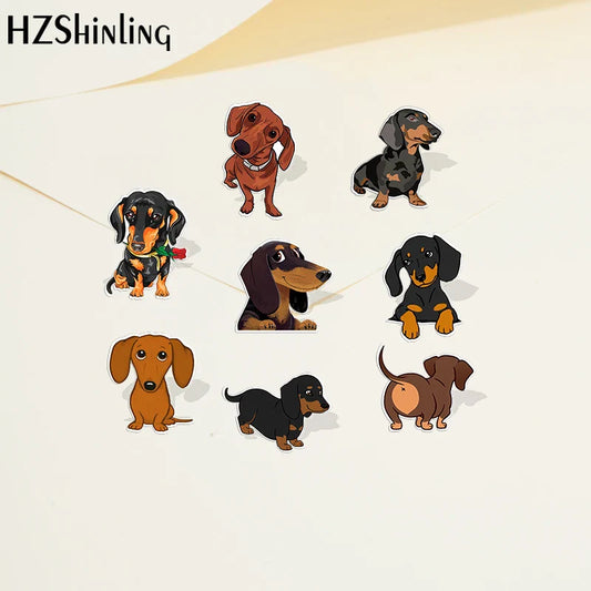 Dachshund Cartoon Dog Acrylic Lapel Pin Resin Epoxy Jewelry Accessories