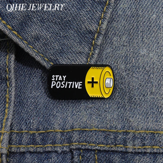 Cartoon Battery Enamel Pin Brooch Funny Lapel Badge Jewelry Gift
