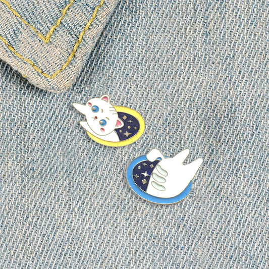 Cartoon Cat Metal Enamel Brooch Pin Jewelry Gift
