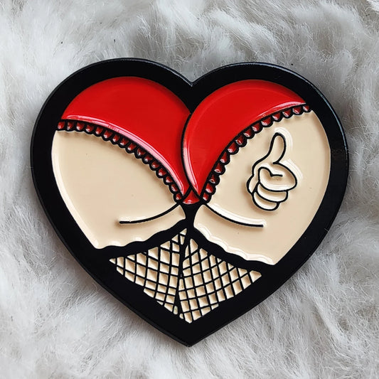 Booty Enamel Pin Cartoon Girl Sexy Animal Heart Brooch Metal Fashion Pin
