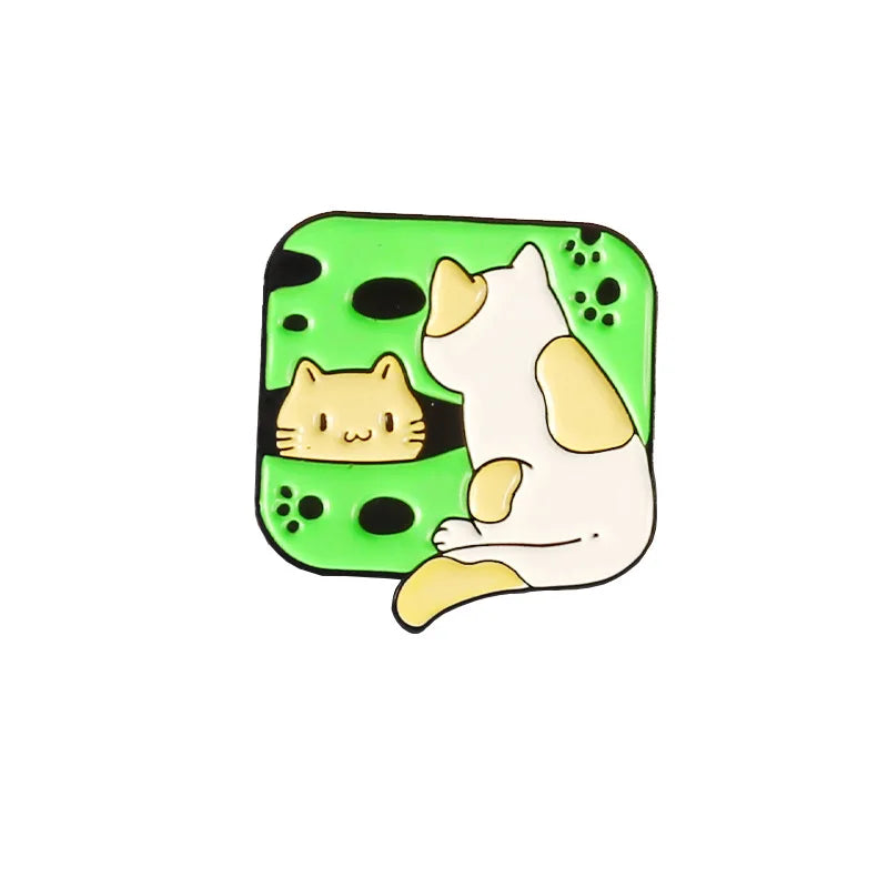 Cute Cat Enamel Brooch Pins for Women - Playful Animal Anime Design