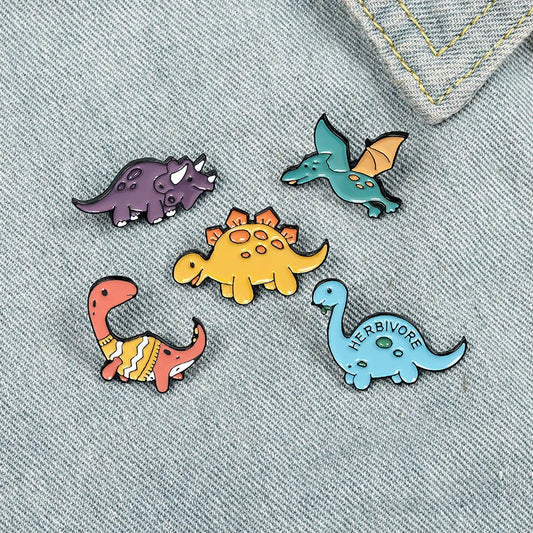 Dinosaur Triceratops Pterosaur Enamel Pin Brooch Badge Jewelry Gift