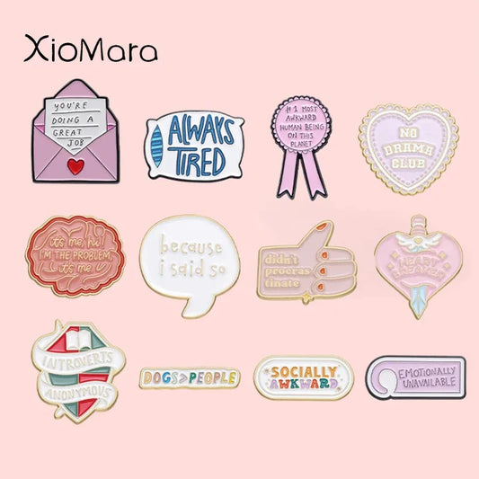 Introvert Enamel Pin No Drama Club Always Tired Brooch Lapel Badge Gift