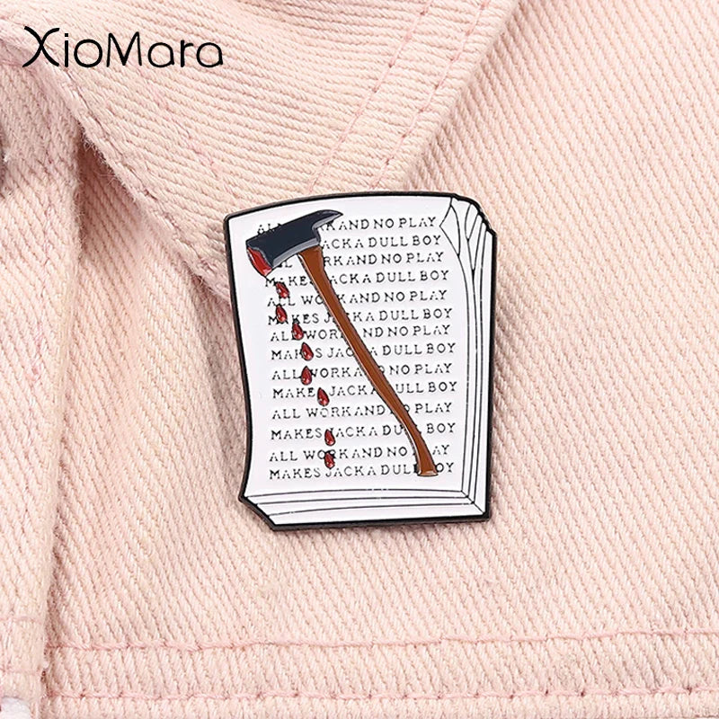Horror Movie Enamel Pin: "All Work No Play" Brooch Halloween Gift