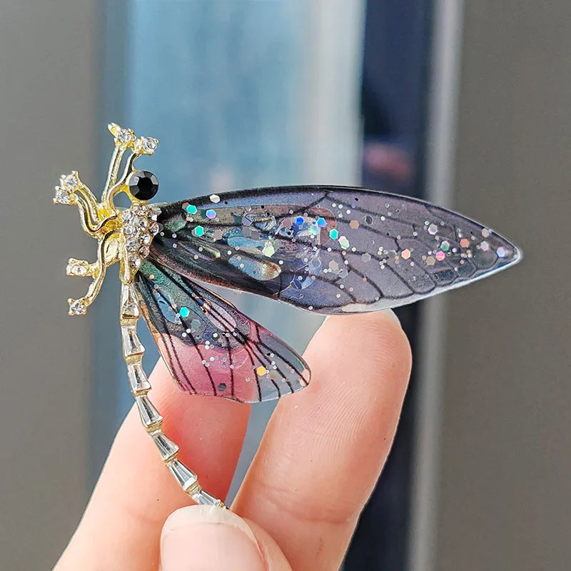 Transparent Acrylic Dragonfly Brooches Vintage Insect Pins Jewelry Gifts