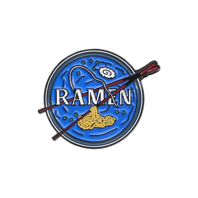 Astronaut Enamel Pins Ramen Pizza Space Brooches Lapel Badges Jewelry Gift