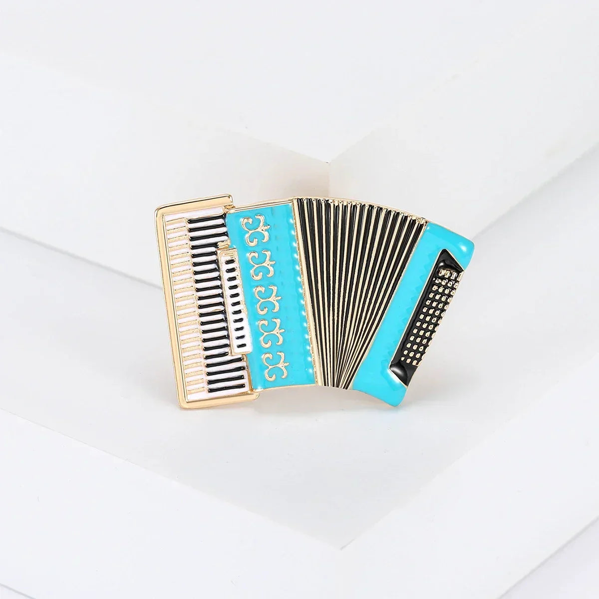 Enamel Accordion Brooch Pin - Unisex 2-Color Musical Instrument Gift