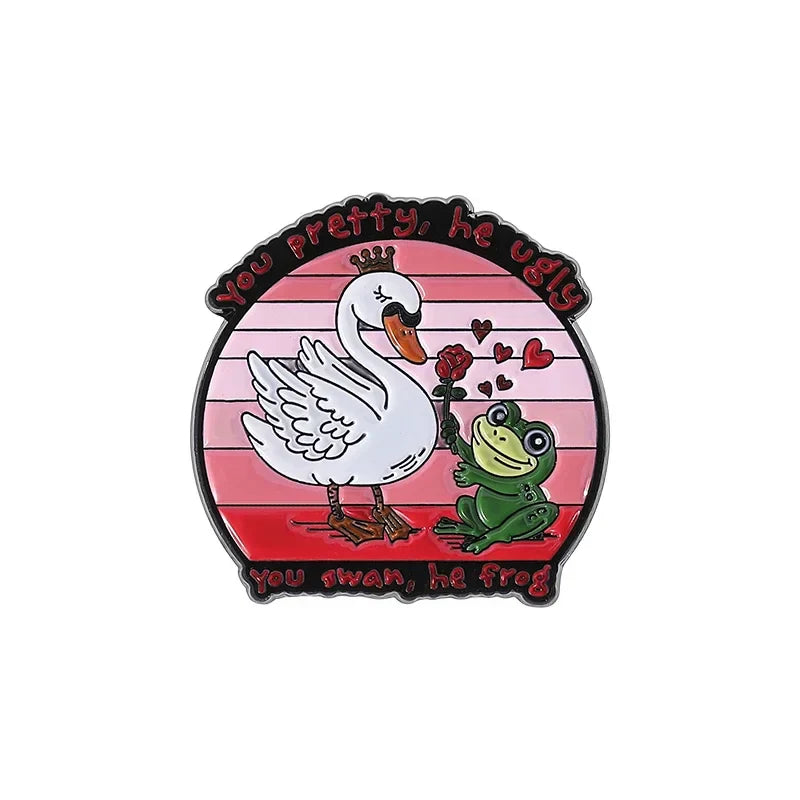 Cartoon Frog Enamel Pin - Funny Brooch Lapel Badge Gift