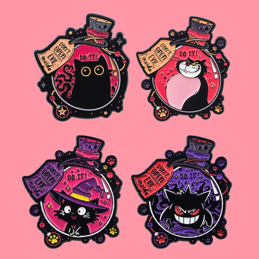 Black Cat Enamel Pin Brooch Witch Jewelry Halloween Gift