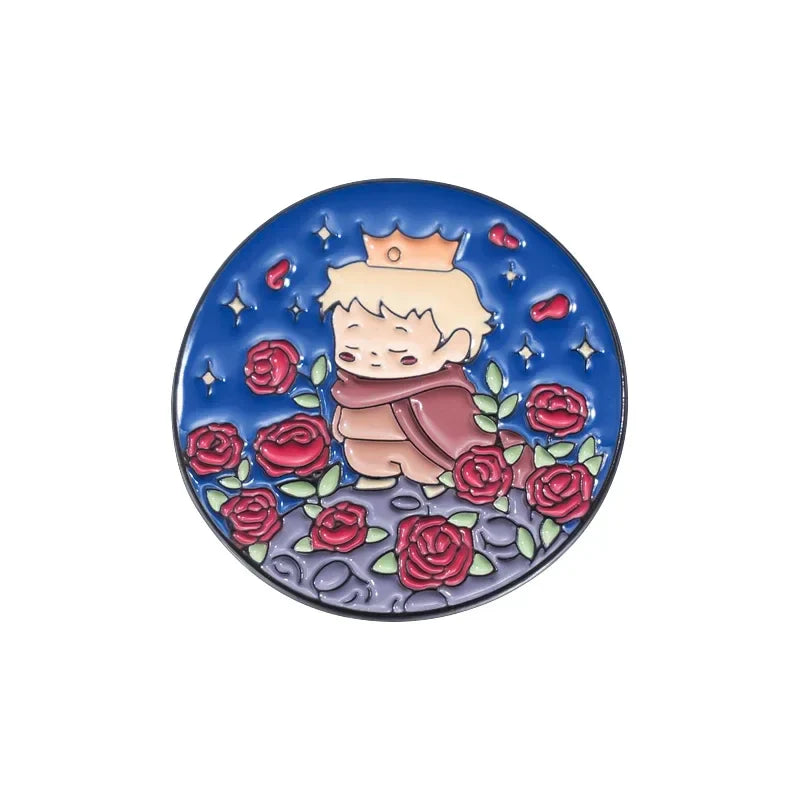 Cute Boy Fox Enamel Pins Moon Star Whale Brooch Lapel Badge Gift