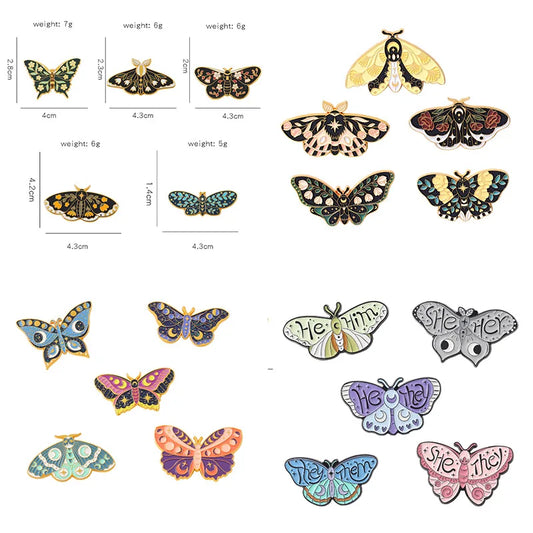 Butterfly Enamel Pins Brooch Set Metal Badges Jewelry Gift
