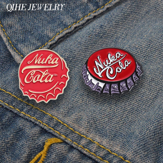 Nura Cola Enamel Pins Bottle Cap Badges Lapel Brooches Cartoon Jewelry Accessories Gifts