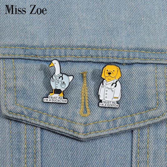 Animal Doctor Enamel Pins - TRUST ME I'M A DOGTOR Brooch Lapel Badge Jewelry Gift