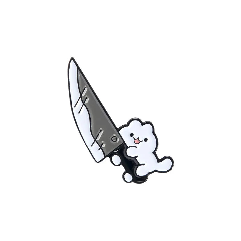 Kitten Dagger Enamel Pin Brooch for Clothing, Bags, Backpacks, Hats