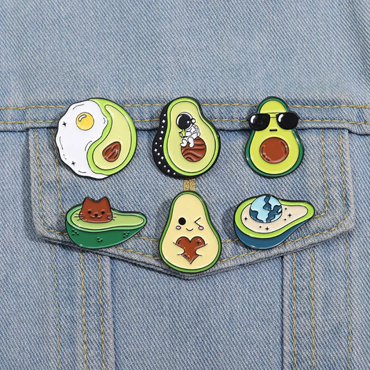 Avocado Enamel Pins Cute Cartoon Brooches Lapel Pin Accessories for Backpack Clothes Hat