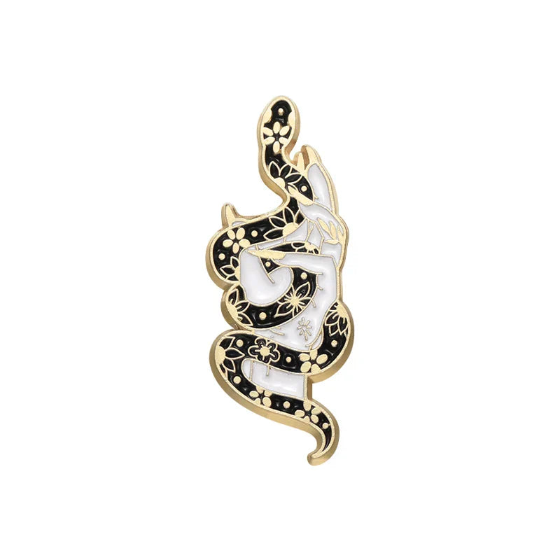 Entangled Vine Butterfly Snake Enamel Pin Brooch Lapel Badge Jewelry