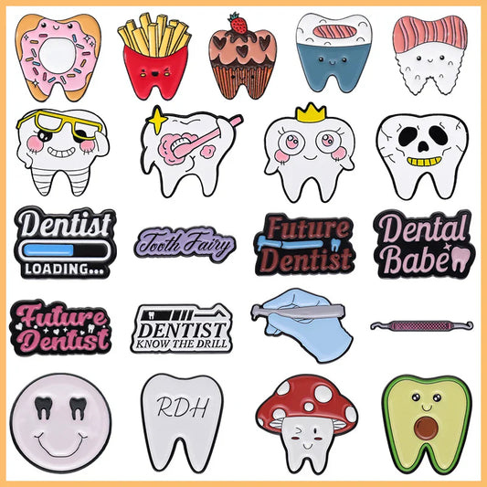 Cute Tooth Enamel Pins Dentist Brooch Lapel Jewelry Gift
