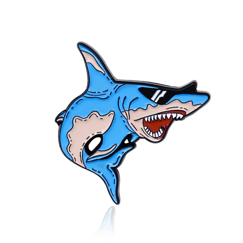 Seahorse Shark Enamel Pin Brooch for Clothes Collar