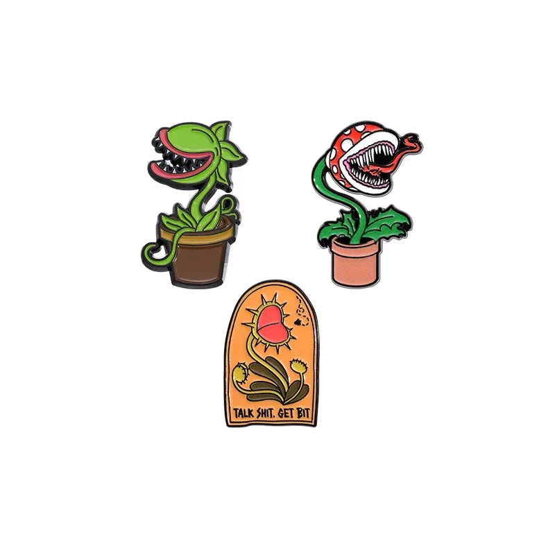 Cannibal Flower Enamel Pin Funny Plant Brooch Jewelry Gift Wholesale
