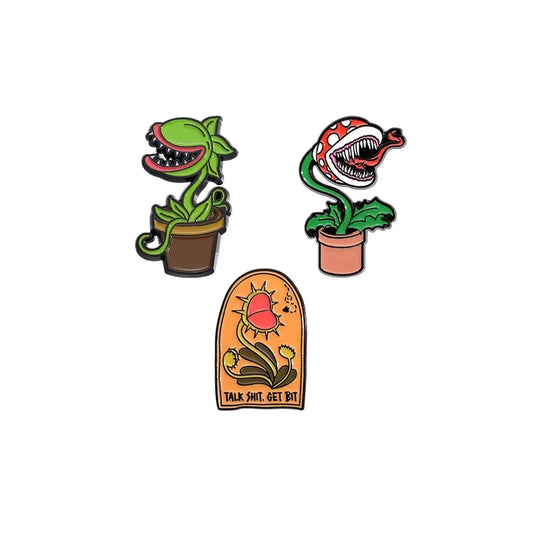Cannibal Flower Enamel Pin Funny Plant Brooch Jewelry Gift Wholesale