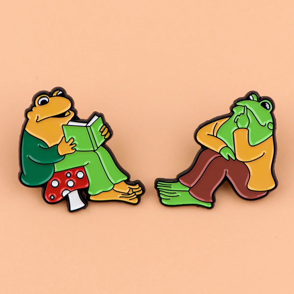 Cartoon Frog Toad Enamel Pins Funny Froggy Reading Books Brooch Jewelry Gifts