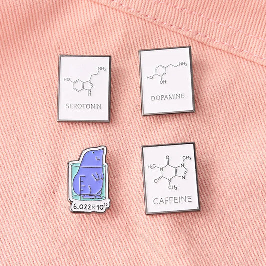 Chemical Equation Pattern Lapel Pin Badge Brooch Jewelry Gift