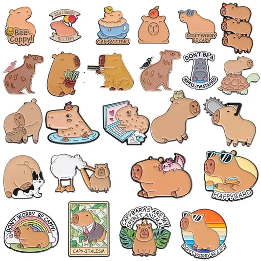 Cute Capybara Enamel Pin Animal Brooch Frog Lapel Badge Gift