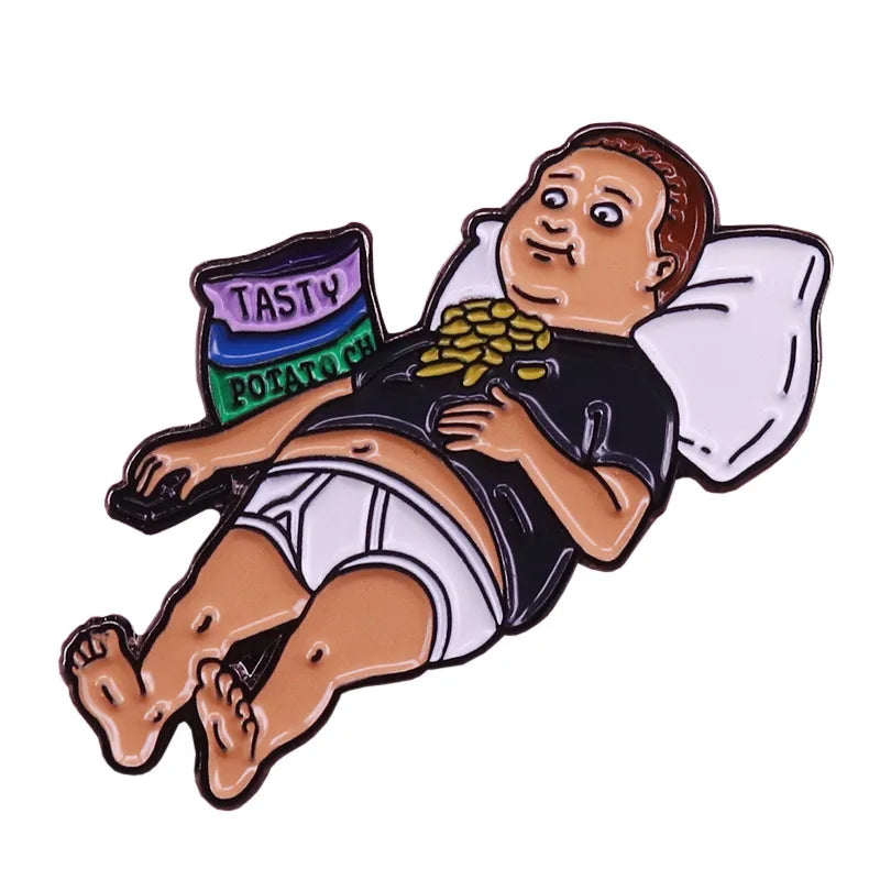 Hard Enamel Pins Fun Bobby Badge Sitcom Gentlemen Couch Potato Rock Horns Lapel Brooch Gift Cartoon Fans Wholesale