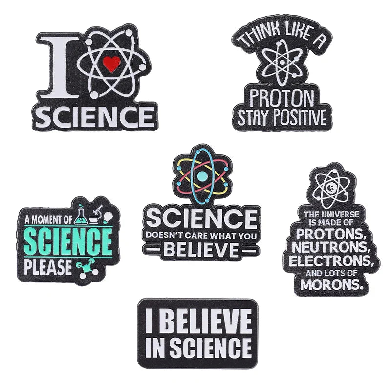 Science Enamel Pin Set - 6 Styles Brooch for Bags & Clothes - Gifts for Scientists