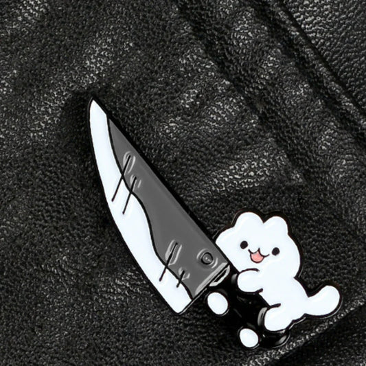 Kitten Dagger Enamel Pin Brooch for Clothing, Bags, Backpacks, Hats