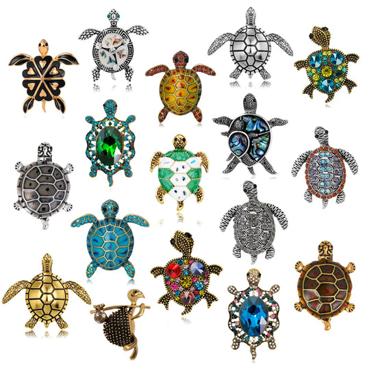 Retro Crystal Turtle Brooch Rhinestone Pin Versatile Jewelry Gift