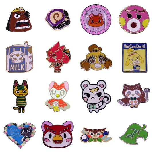Hard Enamel Pins Funny Animal Forest Villager Brooch Cartoon Jewelry Lapel Pin Game Fans Gifts