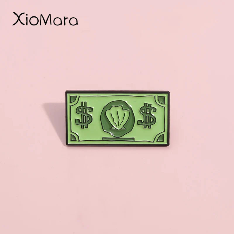 Green USD Symbol Enamel Pin Currency Brooch Lapel Badge Jewelry Gift