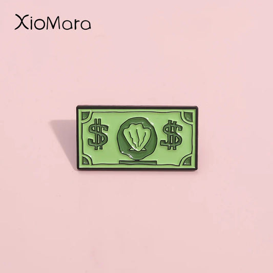 Green USD Symbol Enamel Pin Currency Brooch Lapel Badge Jewelry Gift
