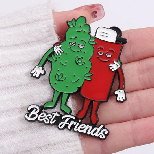 Best Friends Enamel Pins Custom Lighter Brooches Lapel Badges Plant Jewelry Gift