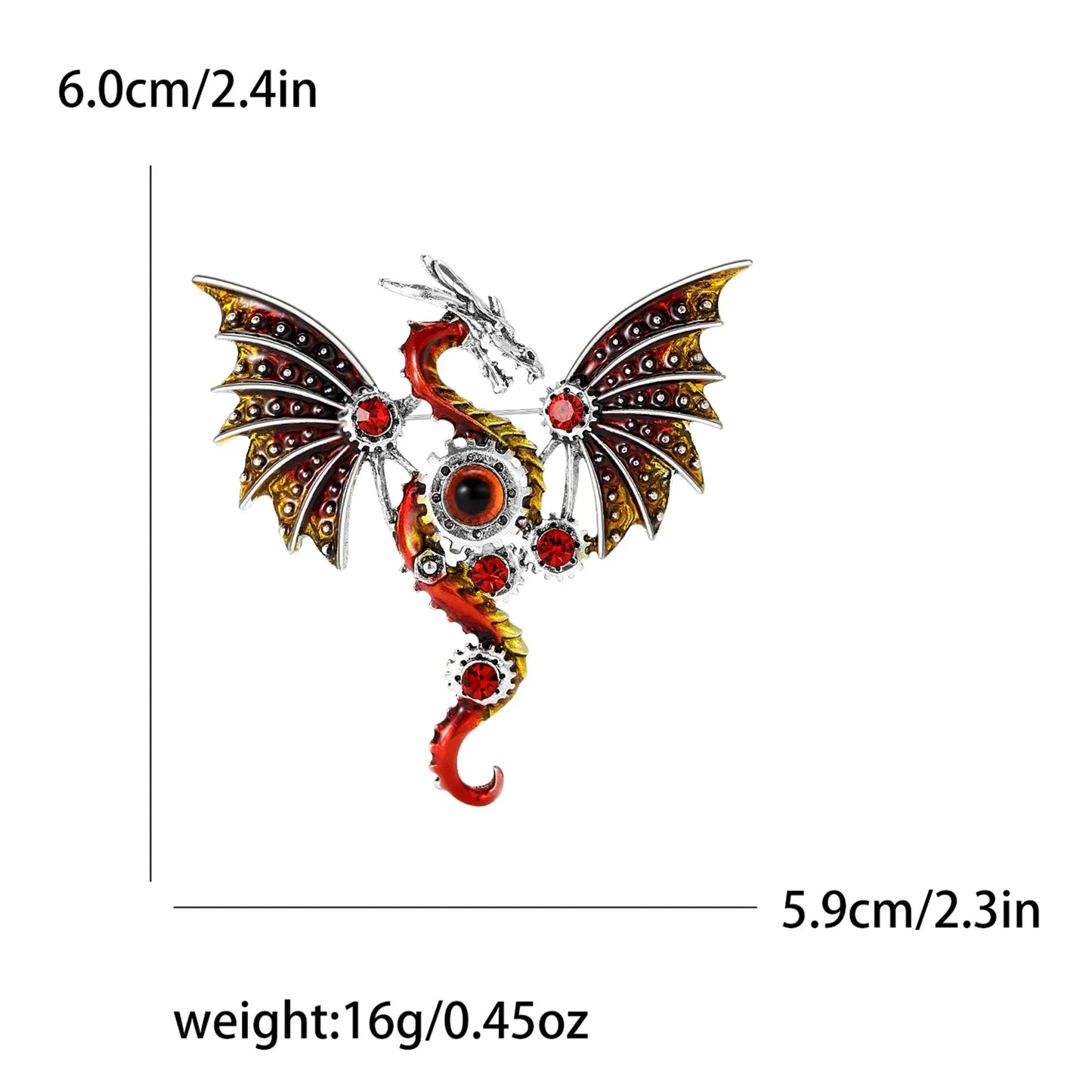 Enamel Rhinestone Dragon Brooch Pin Jewelry Accessories