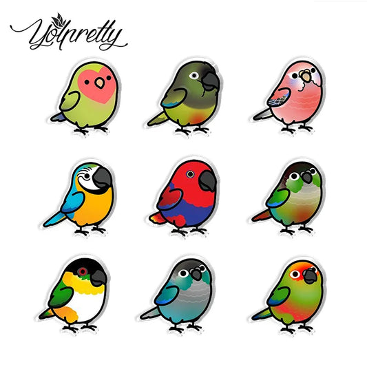 Colorful Parrot Cartoon Bird Acrylic Epoxy Lapel Pin