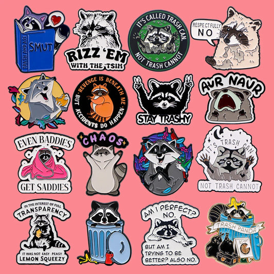 Cute Raccoon Enamel Pin Brooch Lapel Badge Backpack Accessory Jewelry Gift