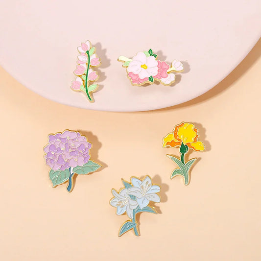 Lily Violet Flower Brooch Lapel Pin Custom Badge Jewelry Gift
