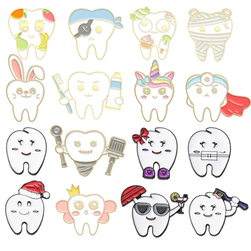 Tooth Enamel Rabbit Dentist Lapel Pin Brooch Jewelry Wholesale