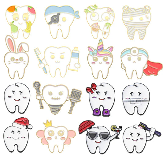 Tooth Enamel Rabbit Dentist Lapel Pin Brooch Jewelry Wholesale