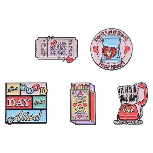 Pink Ticket Enamel Pin Badge - Good Day To Be Alive Metal Lapel Backpack Accessory Gift